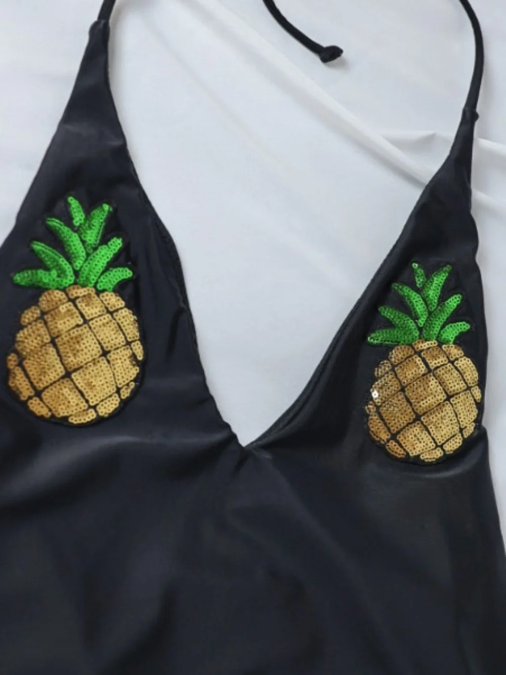New Gold Pineapple Sequin Black One Piece unique fun party Swimsuit by New Look